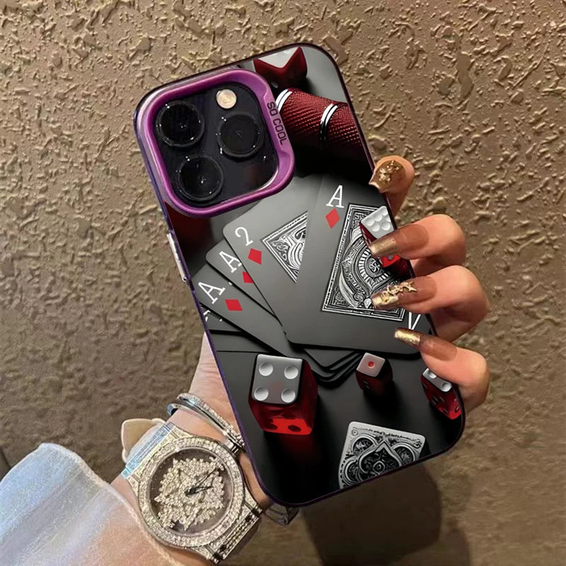 Poker for Iphone 16 7 8 Plus X XR XS MAX 11 12 13 Pro 14 15 16 17 Pro Max Shockproof Ultra-Thin Hard Cover Protective Phone Case