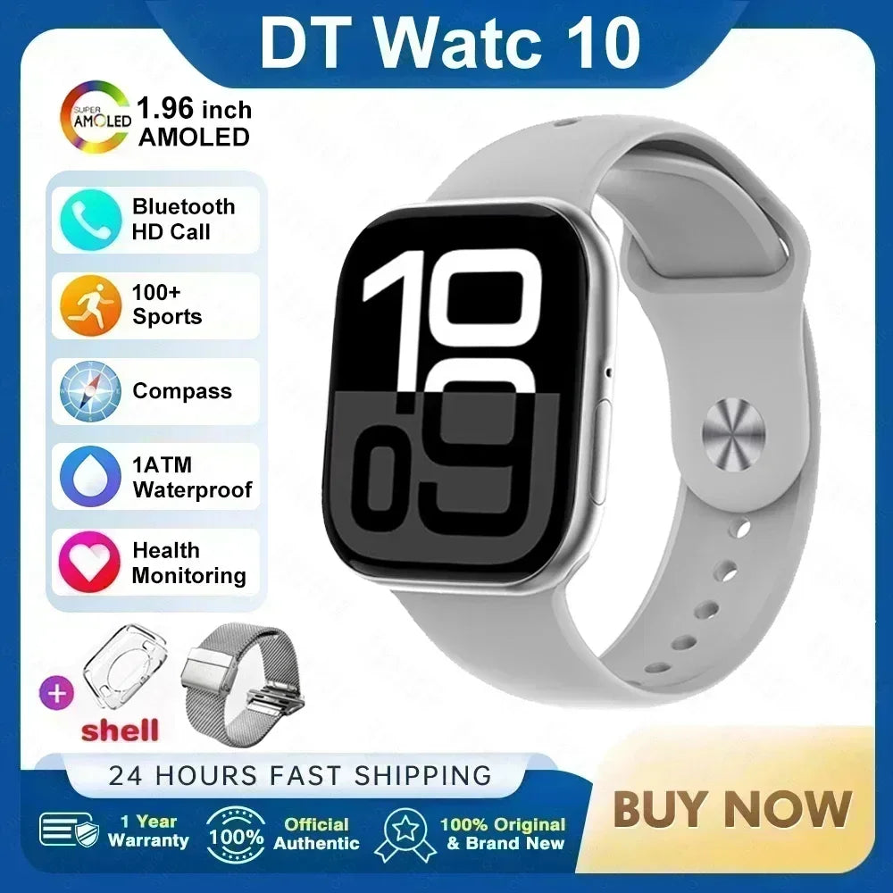 Smart Watch 4G Music Video Bluetooth Call Waterproof for Android iOS with TWS Earphones 1.96' AMOLED HD Touch Screen