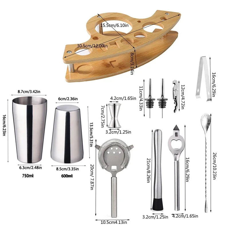 Cocktail Shaker Set Stainless Steel Bartender Kit Cocktail Mixer Wine Martini Boston Shaker Party Bar Tools