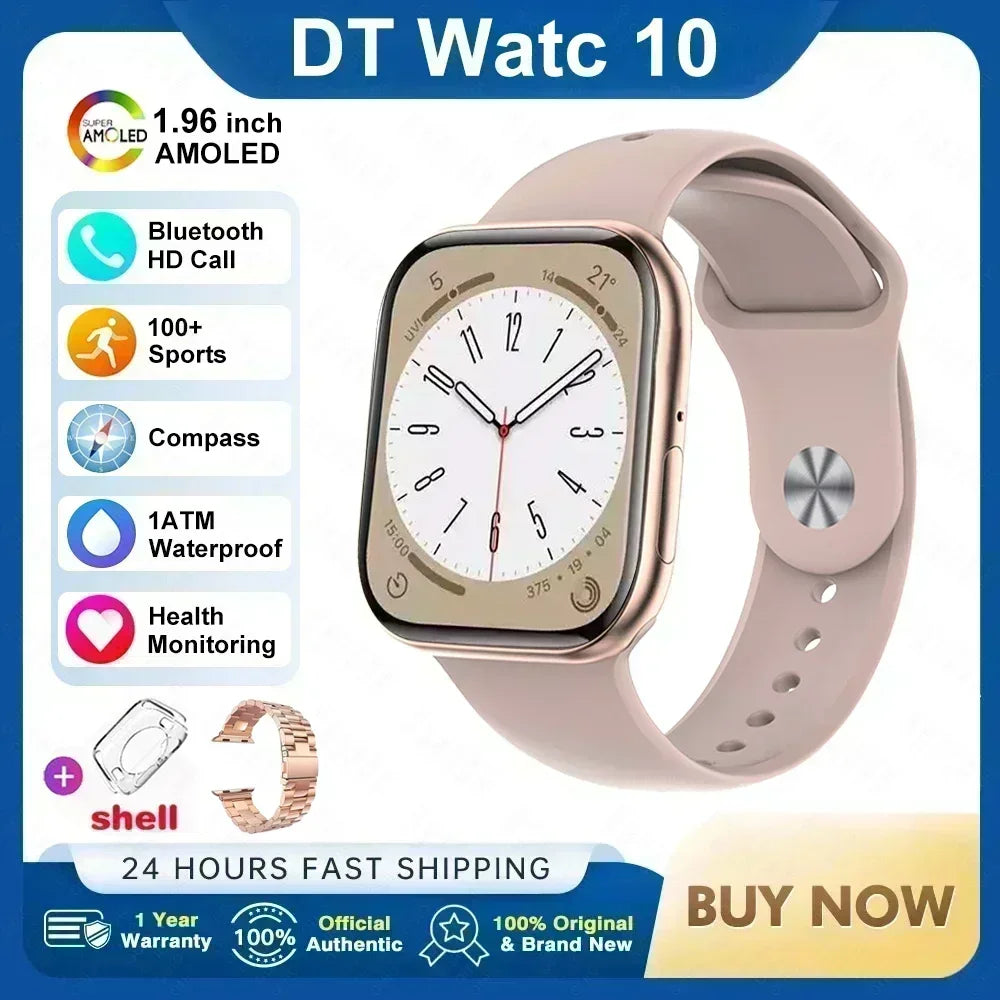 Smart Watch 4G Music Video Bluetooth Call Waterproof for Android iOS with TWS Earphones 1.96' AMOLED HD Touch Screen
