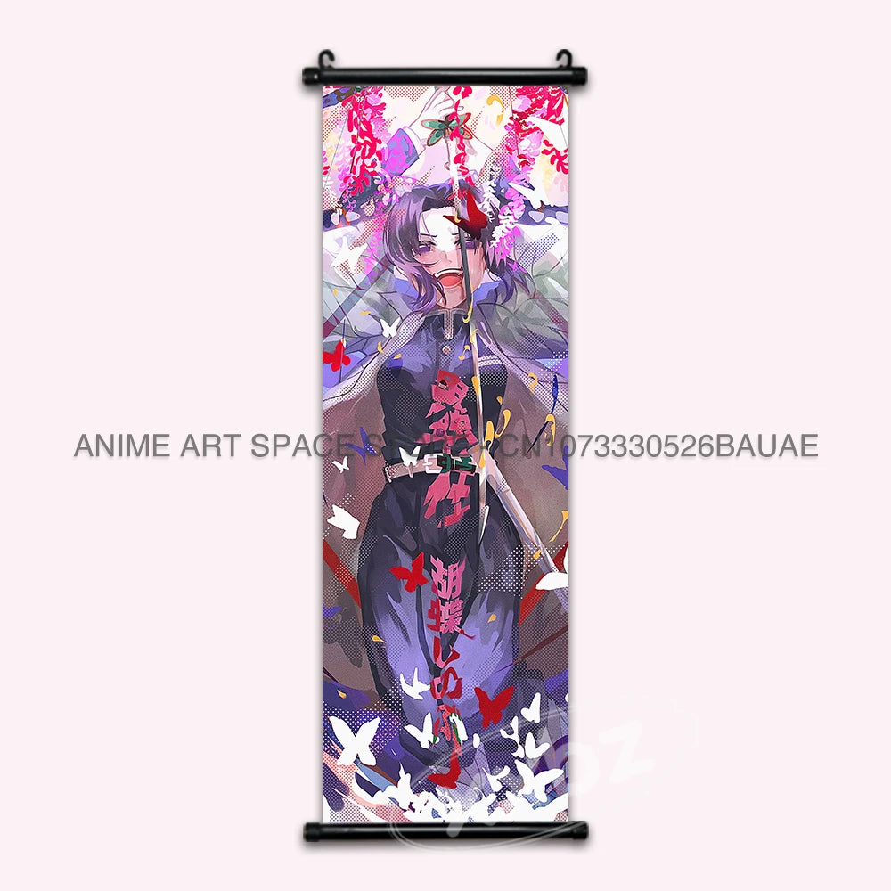 Demon Slayer Hanging Painting Anime Poster Wall Art Gift Kamado Tanjirou Canvas Scroll Picture Print Home Decor Kawaii Kids Room