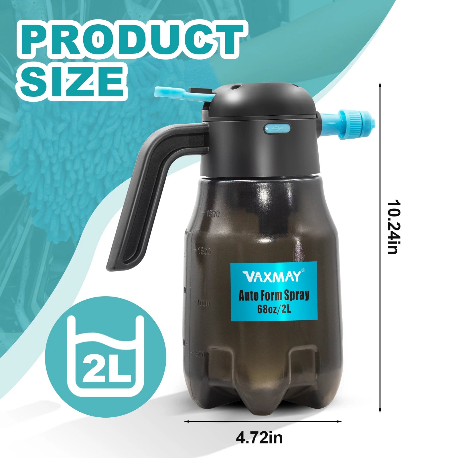 2L Electric Foam Sprayer 60PSI Powerful Battery Powered Car Foam Sprayer Rechargeable Car Wash Cordless Foaming Spray
