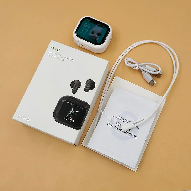 HTC NE20 TWS Bluetooth V6.0 Earbuds AI Translator Wireless Sports Headphones with Noise Reduction In-Ear Headsets And Mic