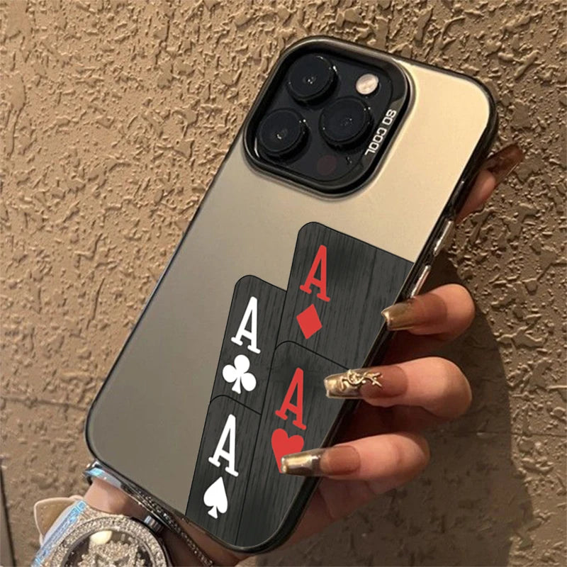 Poker for Iphone 16 7 8 Plus X XR XS MAX 11 12 13 Pro 14 15 16 17 Pro Max Shockproof Ultra-Thin Hard Cover Protective Phone Case