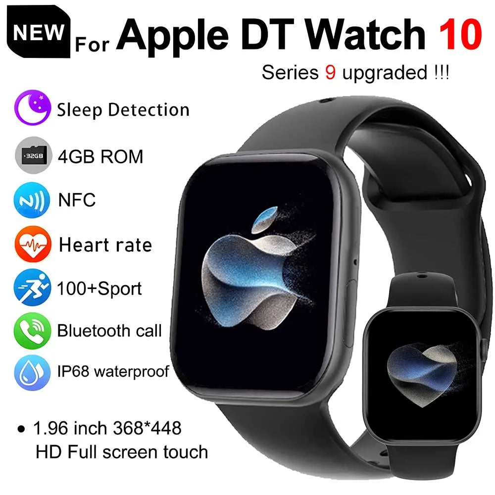 Smart Watch 4G Music Video Bluetooth Call Waterproof for Android iOS with TWS Earphones 1.96' AMOLED HD Touch Screen