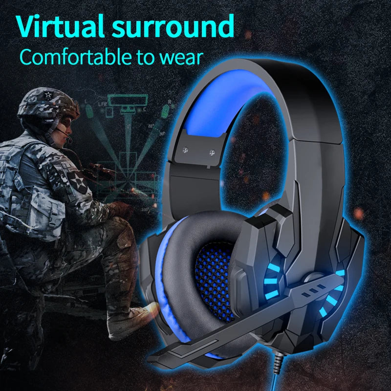 A7 Gaming Headset Deep Bass Stereo Wired Headphone Glowing Earphone with Mic for PS5 PS4 XBOX Laptop Computer Gamer Esports
