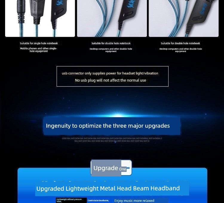 Mechanic Gaming Notebook for Computer Wired E-Sports Games Headphone Head-Mounted Special Noise Reduction with Microphone to Eat