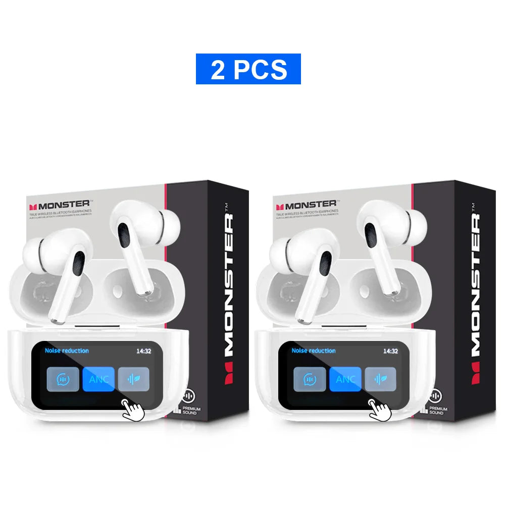 MONSTER Tws Wireless Bluetooth Earphones HD Stereo Sound Earbuds Headphones Charging Box LCD Touch Display Sports In-Ear Headset