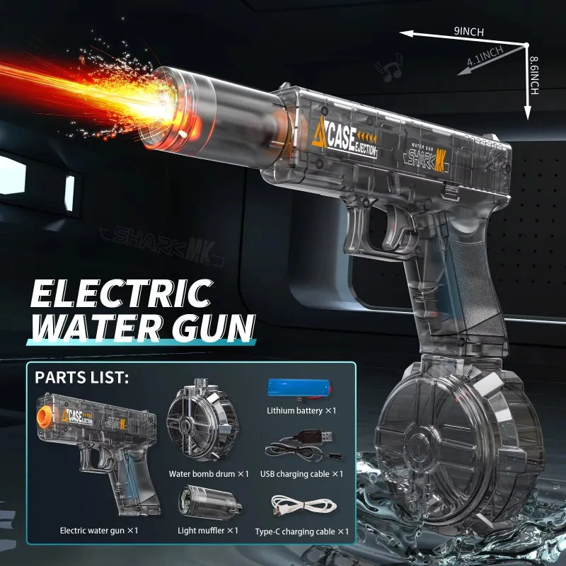 Children Electric Water Guns Toys Summer Outdoor Beach Pool Games Portable High Powered Automatic Led Water Pistol Kids Toy Gift
