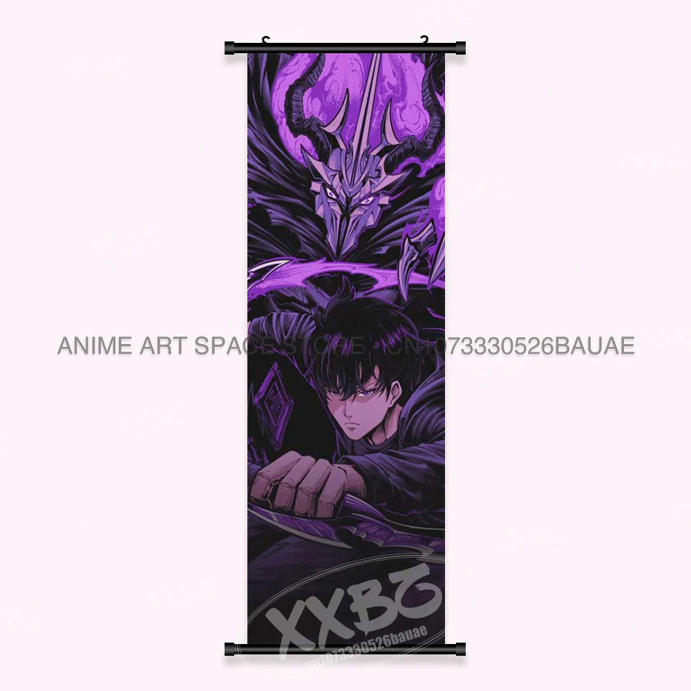 Hot Anime Solo Leveling Wall Artwork Canvas Scrolls Pictures Hanging Painting Print Poster Seong Jin Woo Home Decoration Mural