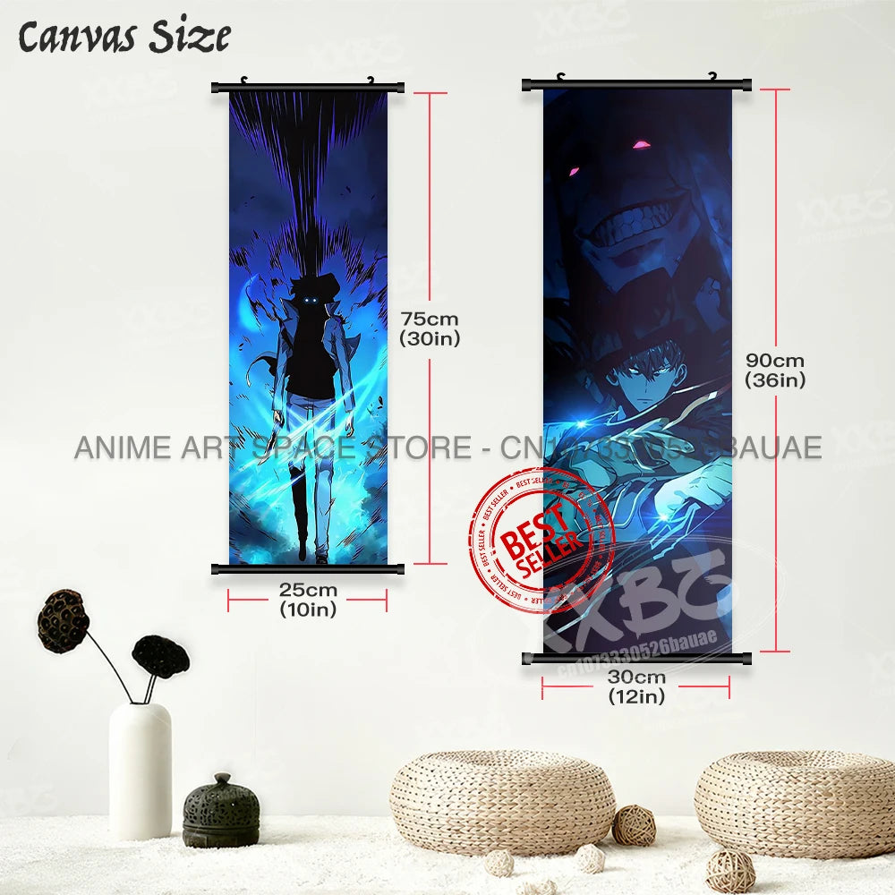 Hot Anime Solo Leveling Wall Artwork Canvas Scrolls Pictures Hanging Painting Print Poster Seong Jin Woo Home Decoration Mural