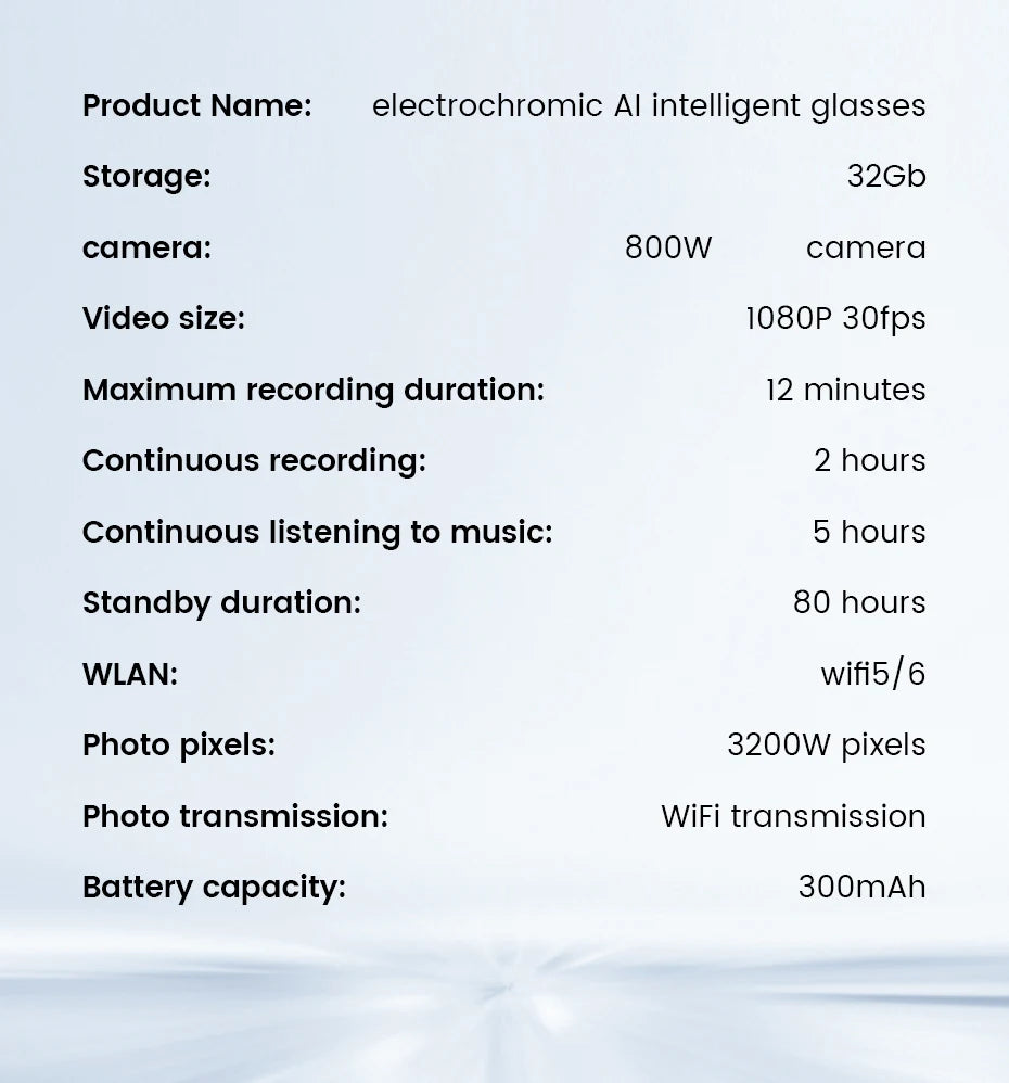 Smart Glasses 800W HD Photo Video AI Record Translation Touch Photochromic Lenses Bluetooth Call Music Multifunction Glasses