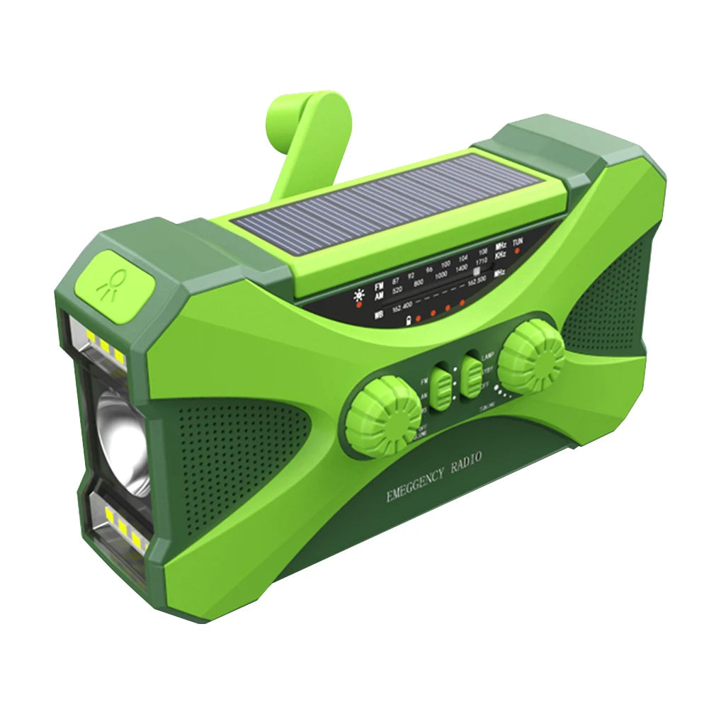 12000mAh Hand Crank Solar Power Radio Portable AM/FM/NOAA Weather Radio with LED Flashlight Power Bank Outdoor Emergency Radio