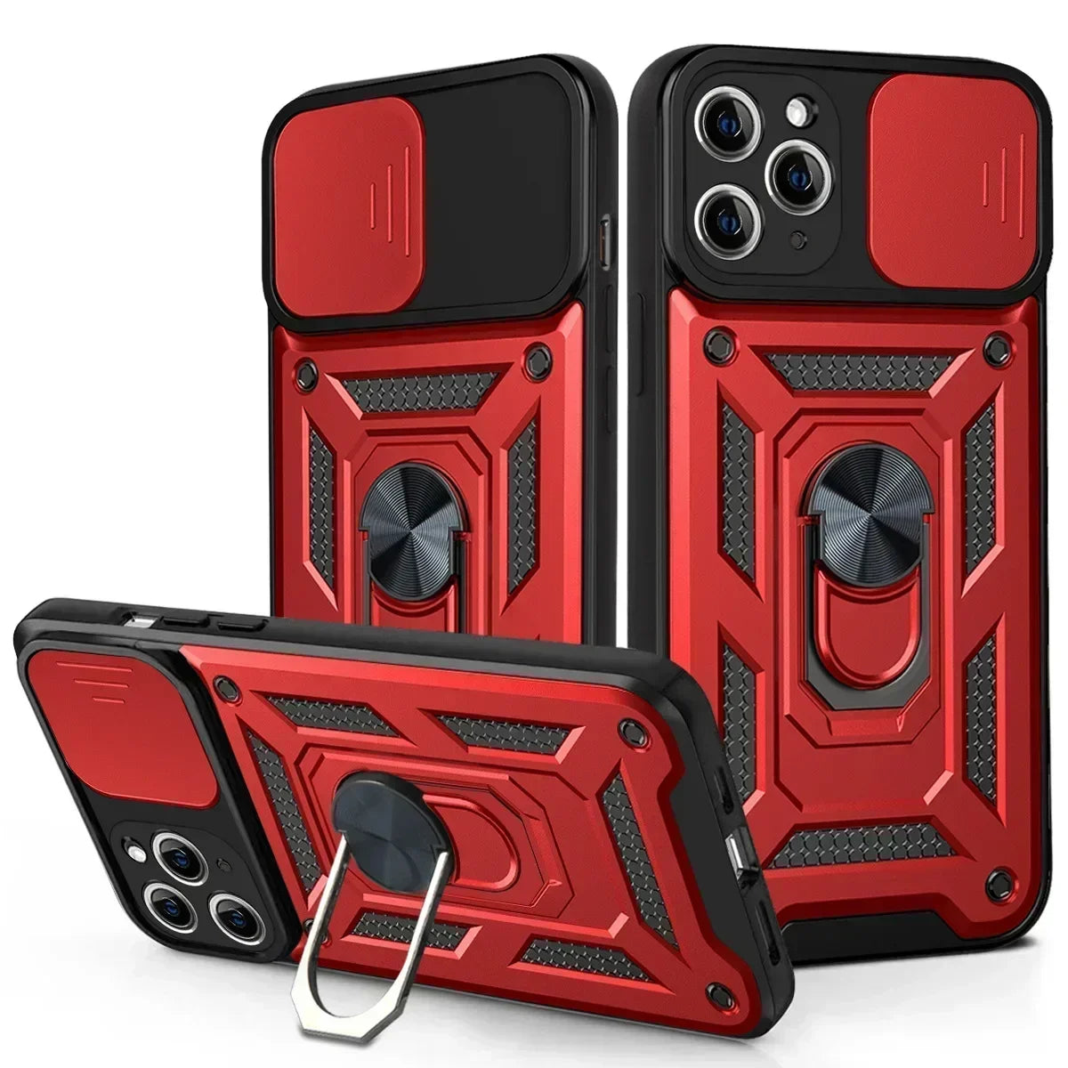 Shockproof Armor Case for iPhone pro Max plus with Slide Camera Lens Protection Matte Anti-Glare Non-Slip Cover for Models 11 to 16