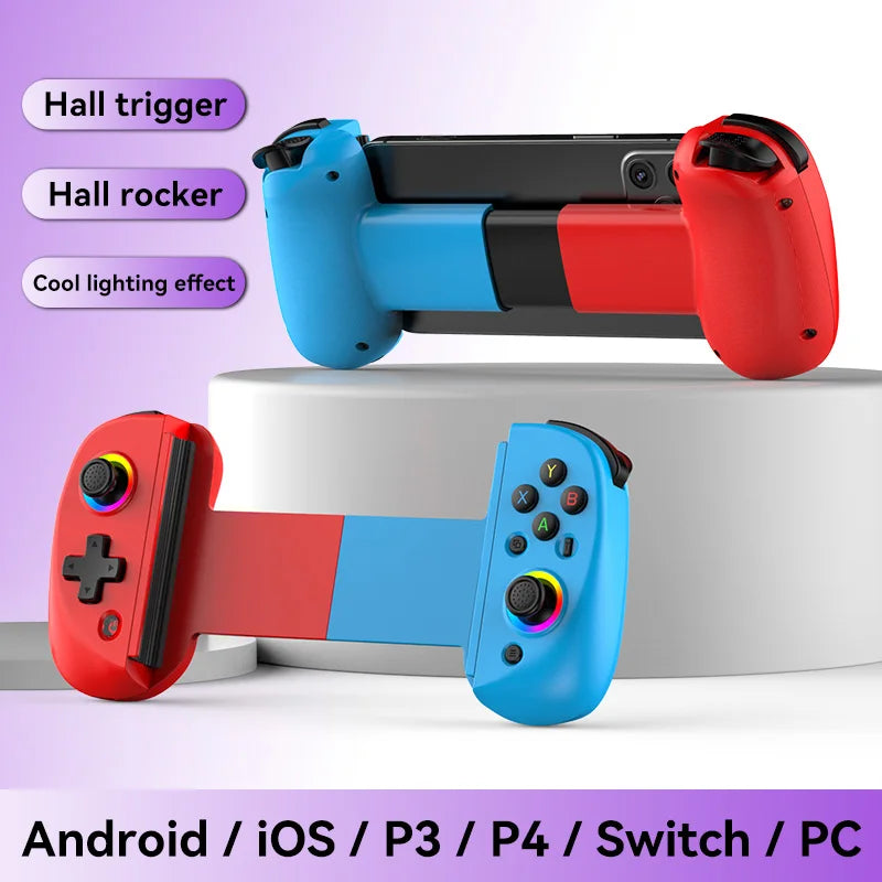 Mobile Gaming Controller for iPhone/Android/iPad/Tablet,Play Xbox Cloud,PS Remote PlayRGB Hall Joystick