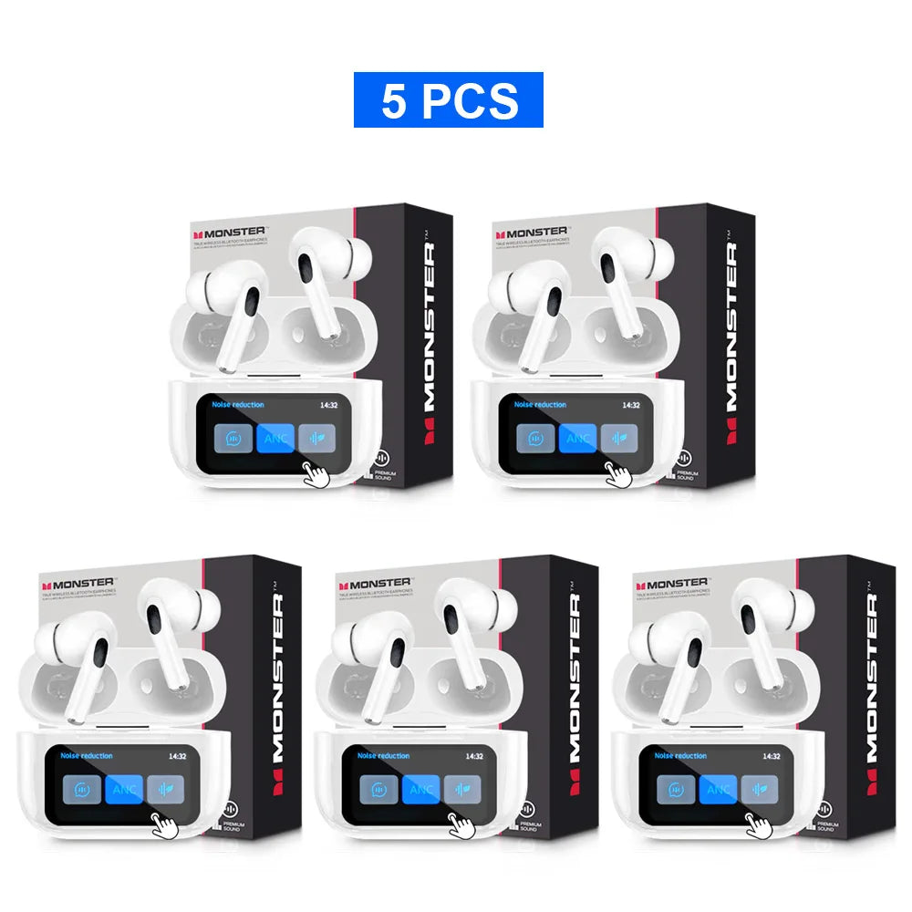 MONSTER Tws Wireless Bluetooth Earphones HD Stereo Sound Earbuds Headphones Charging Box LCD Touch Display Sports In-Ear Headset