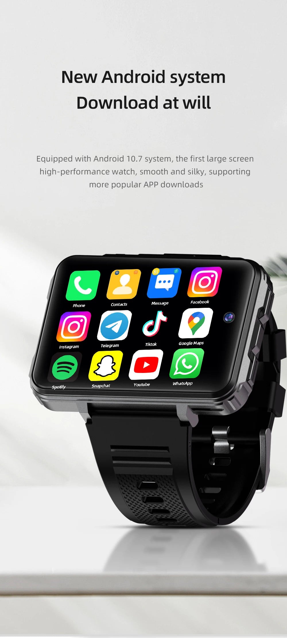 VP999 Ultra Large Screen Smart Watch 4G Dual Camera 64GB Face Recognition Unlock 1400mAh Maps 2.4 inch Touch Screen Smartwatch