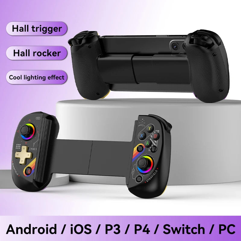 Mobile Gaming Controller for iPhone/Android/iPad/Tablet,Play Xbox Cloud,PS Remote PlayRGB Hall Joystick