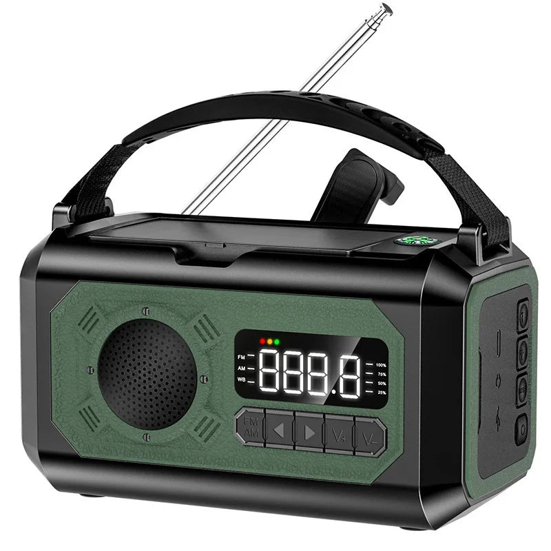 12000mAh Hand Crank Solar Power Radio Portable AM/FM/NOAA Weather Radio with LED Flashlight Power Bank Outdoor Emergency Radio