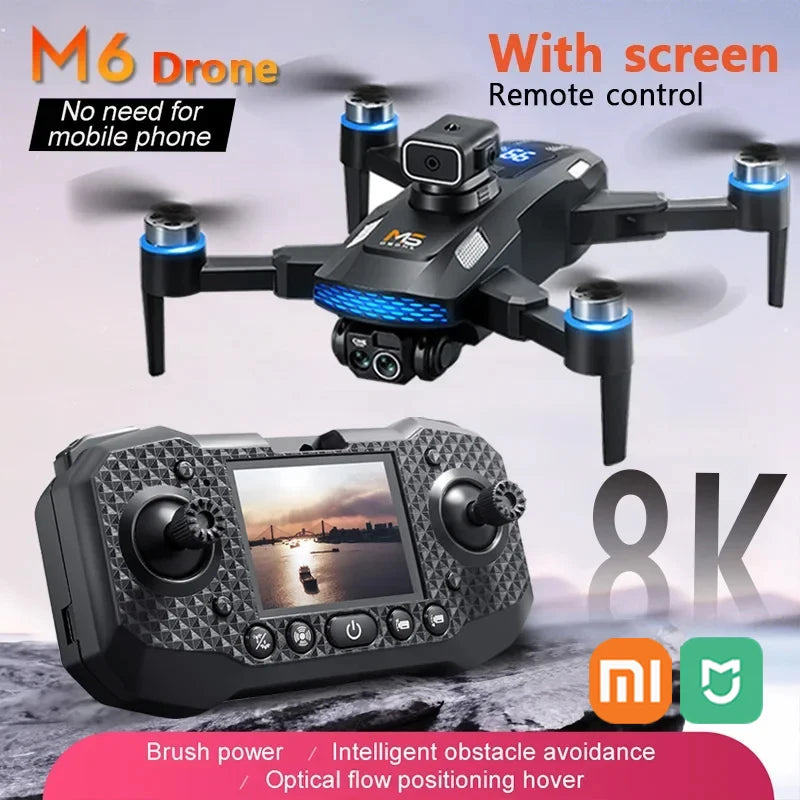 M6 Drone Brushless Motor Professional 8K HD Aerial Photography Obstacle Avoidance UAV Four-Rotor Helicopter Toys