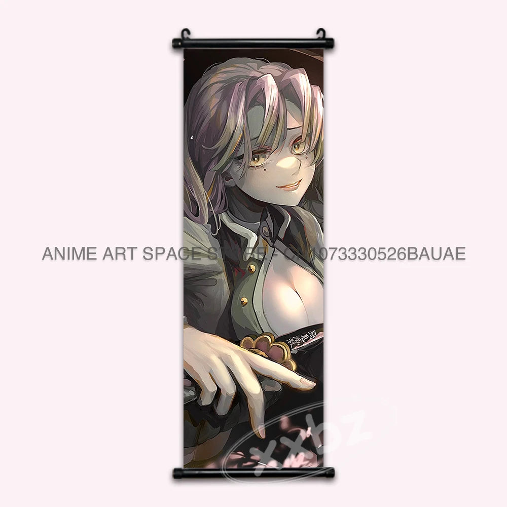 Demon Slayer Hanging Painting Anime Poster Wall Art Gift Kamado Tanjirou Canvas Scroll Picture Print Home Decor Kawaii Kids Room