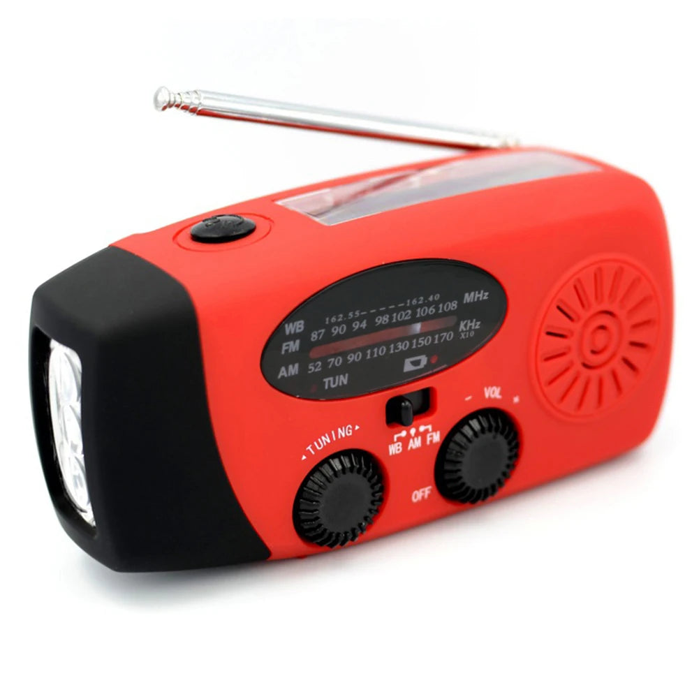 12000mAh Hand Crank Solar Power Radio Portable AM/FM/NOAA Weather Radio with LED Flashlight Power Bank Outdoor Emergency Radio