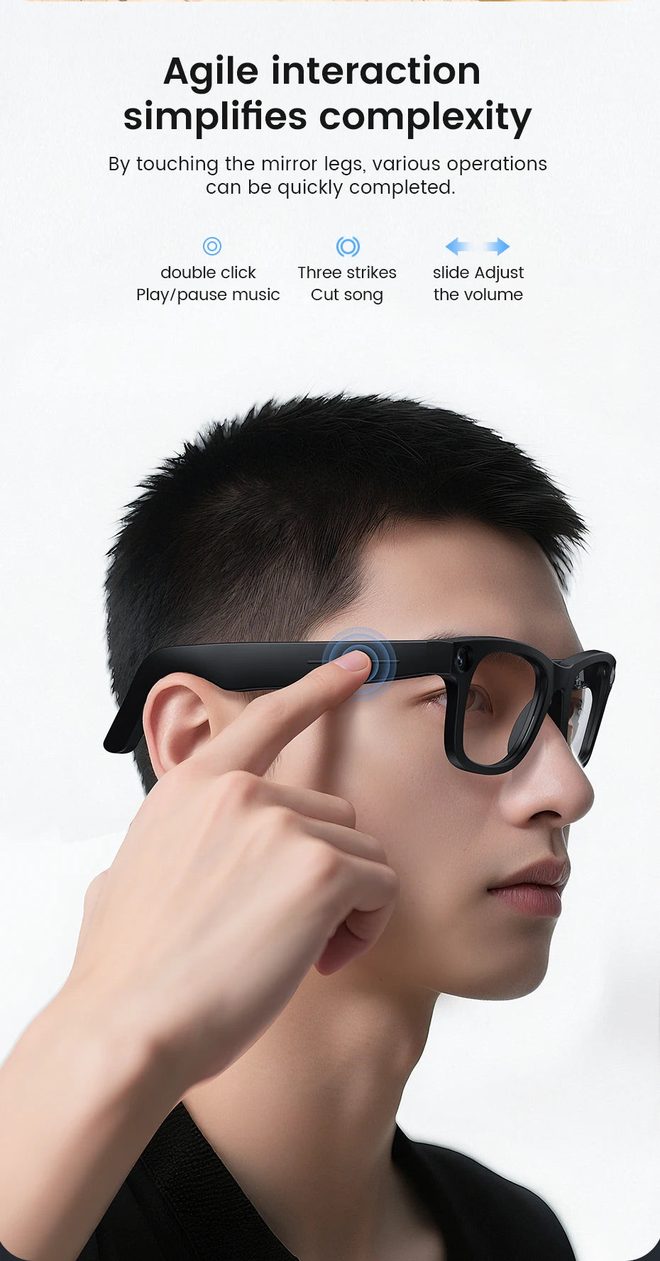 Smart Glasses 800W HD Photo Video AI Record Translation Touch Photochromic Lenses Bluetooth Call Music Multifunction Glasses