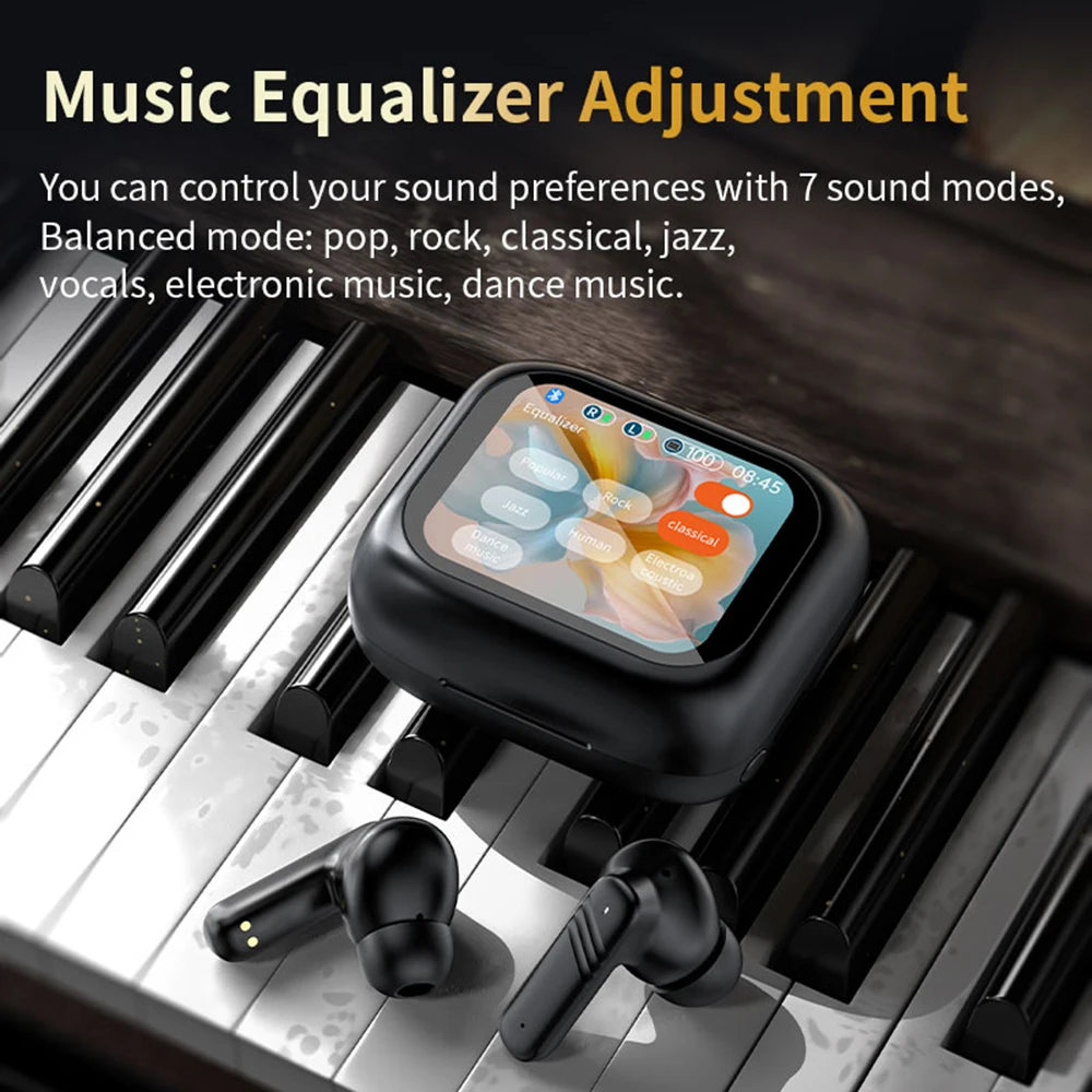 Full Touch Screen Headphones ANC Bluetooth 5.4 Noise Cancelling Earphones Wireless In-Ear ENC Earbuds With Mic for Smartphone