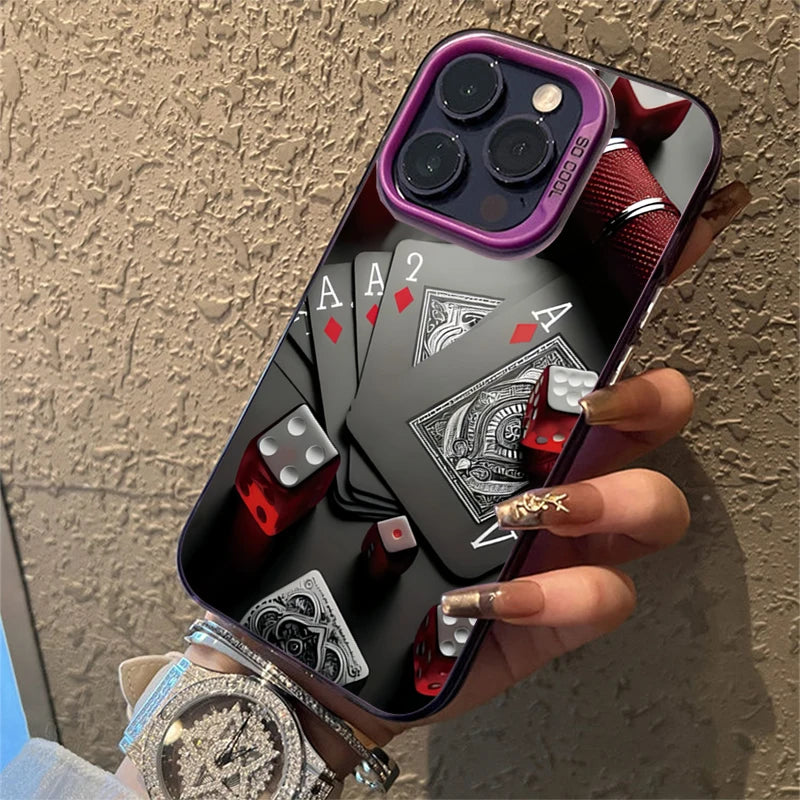 Poker for Iphone 16 7 8 Plus X XR XS MAX 11 12 13 Pro 14 15 16 17 Pro Max Shockproof Ultra-Thin Hard Cover Protective Phone Case
