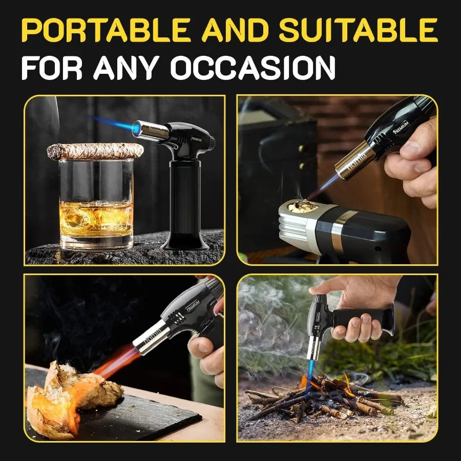 Butane Torch Refillable Kitchen Torch Lighter Adjustable Flame for Smokers Smoking Guns with Wood Chips bag included Fit All Bu