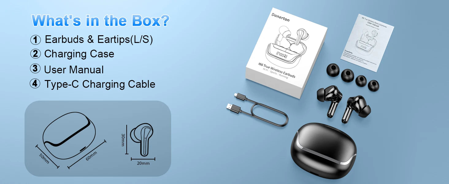 Wireless Earbuds, Bluetooth 5.3 Earbuds Stereo Bass, iNoise Cancelling Mic, Earphones IPX7 Waterproof Sports, 35H Playback.