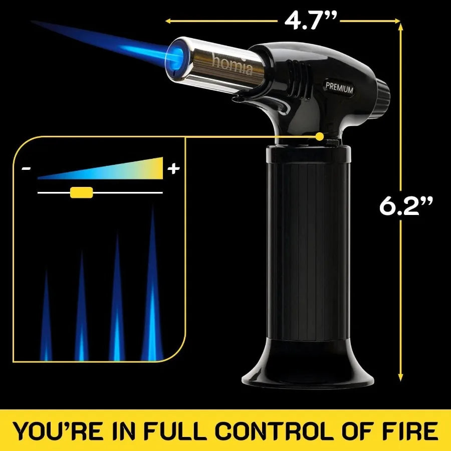 Butane Torch Refillable Kitchen Torch Lighter Adjustable Flame for Smokers Smoking Guns with Wood Chips bag included Fit All Bu