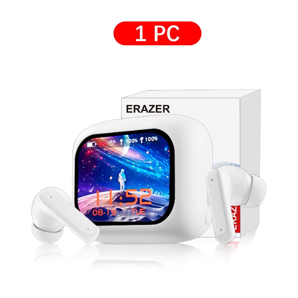 ERAZER LCD Touch Screen Bluetooth Earbuds Earphone ANC noise cancelling wireless Headphone waterproof earbuds HD stereo Headset
