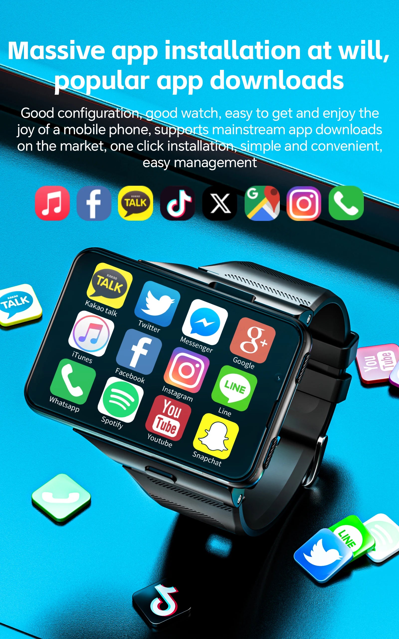 LOKMAT APPLLP MAX Detachable Strap Android Smart Watch Phone Wifi 4G Network Watch Dual Camera Video Calls Heart Rate Monitor