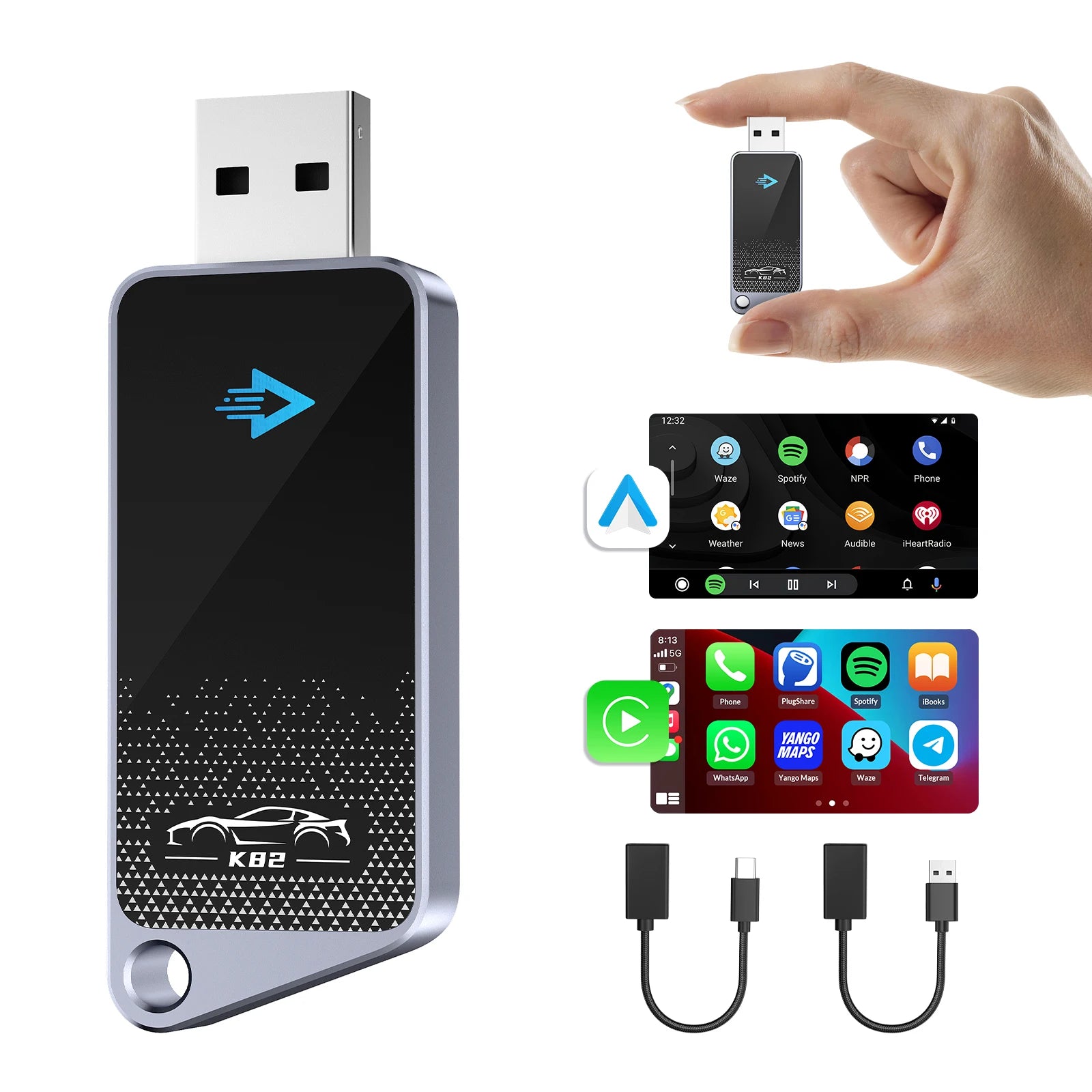 Wireless Mini CarPlay Adapter Wired to Wireless CarPlay Dongle Plug and Play CarPlay Wireless Adapter for Android iOS Cars from