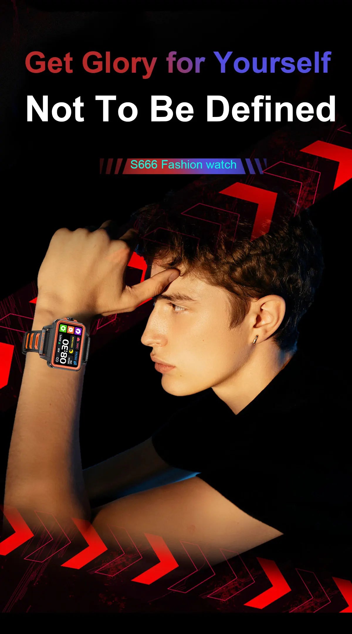 Smart Watch for Men Women S666 Heart Rate Monitor Waterproof Bracelet Sport Smartwatch for IOS Android Xiaomi Phone