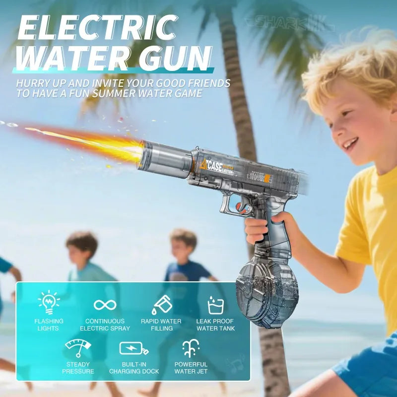 Children Electric Water Guns Toys Summer Outdoor Beach Pool Games Portable High Powered Automatic Led Water Pistol Kids Toy Gift
