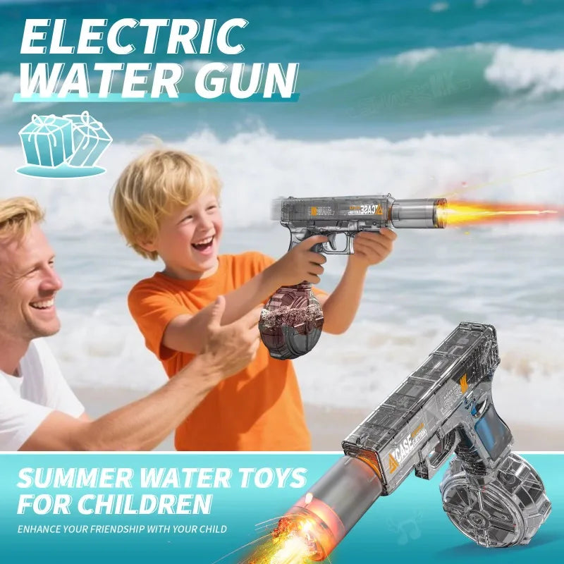 Children Electric Water Guns Toys Summer Outdoor Beach Pool Games Portable High Powered Automatic Led Water Pistol Kids Toy Gift
