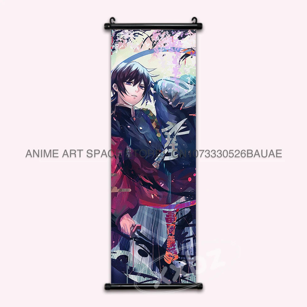 Demon Slayer Hanging Painting Anime Poster Wall Art Gift Kamado Tanjirou Canvas Scroll Picture Print Home Decor Kawaii Kids Room