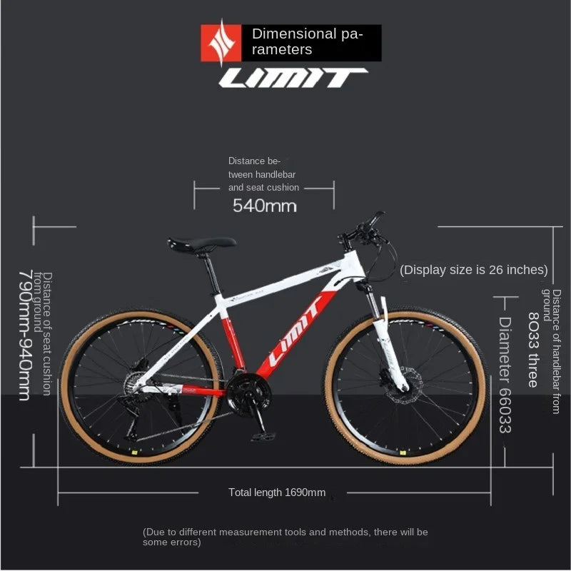 SKIG Straight-run LIMIT 26-inch Aluminum Alloy 21-speed Double Disc Brake Mountain Bike For Both Male And Female Students