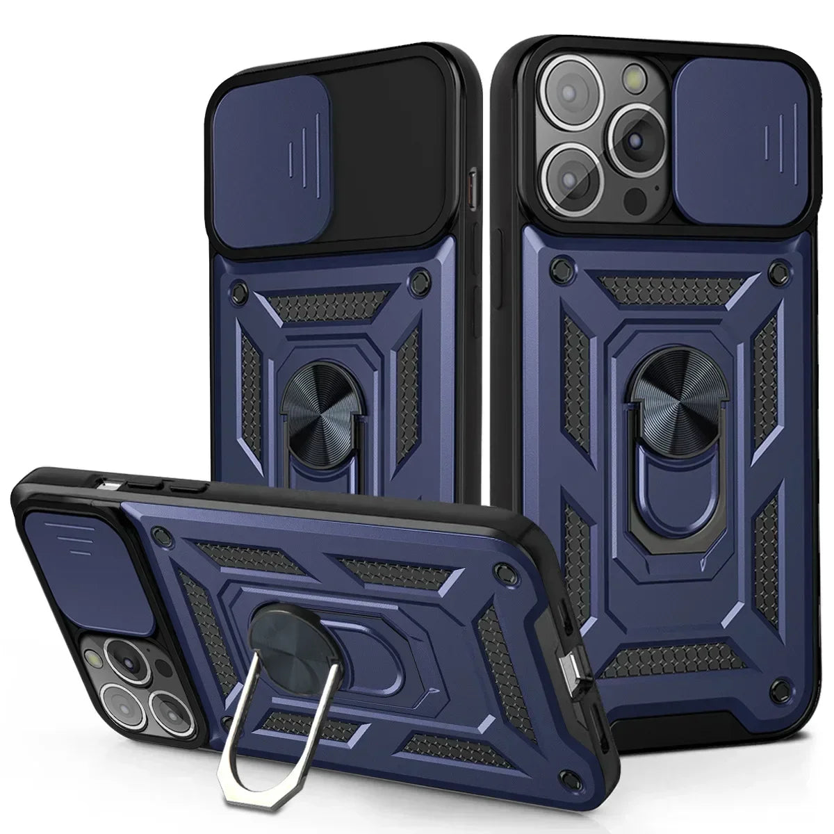 Shockproof Armor Case for iPhone pro Max plus with Slide Camera Lens Protection Matte Anti-Glare Non-Slip Cover for Models 11 to 16