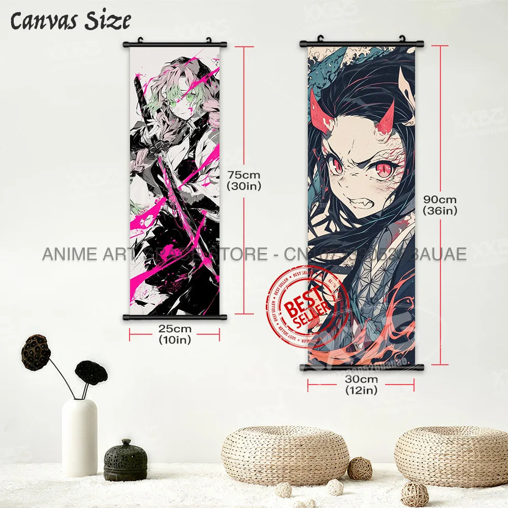Demon Slayer Hanging Painting Kamado Tanjirou Home Decor Agatsuma Zenitsu Scroll Picture Hashibira Inosuke Anime Poster Wall Art
