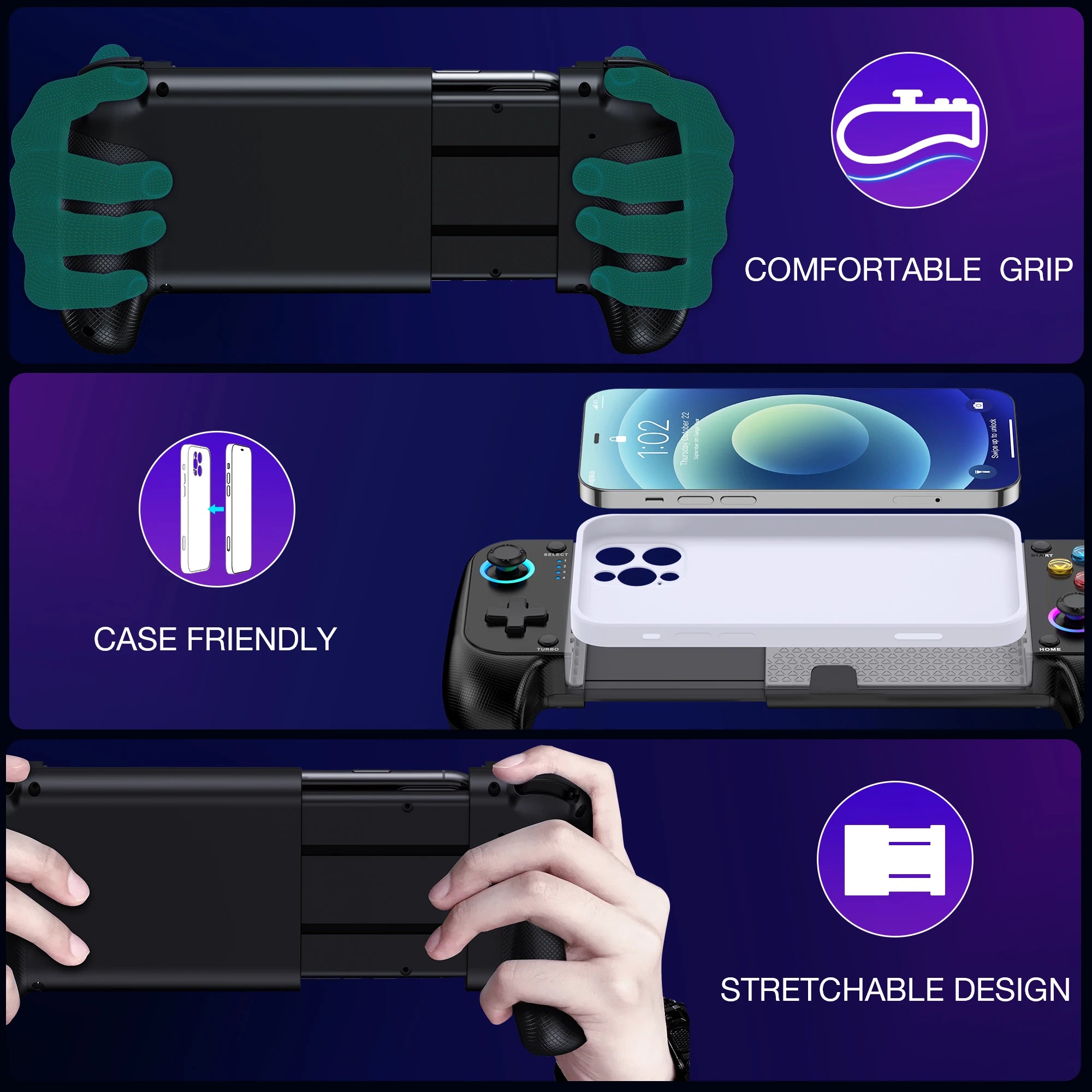 BEBONCOOL MC100 Gamepad Telescopic For Apple IOS Android PUBG COD Stretch Wireless Bluetooth Phone Game Controller Joystick