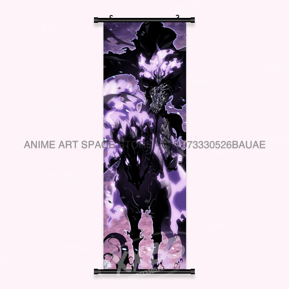 Hot Anime Solo Leveling Wall Artwork Canvas Scrolls Pictures Hanging Painting Print Poster Seong Jin Woo Home Decoration Mural