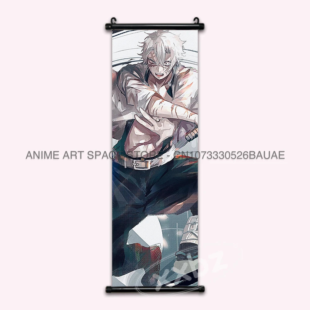 Demon Slayer Hanging Painting Anime Poster Wall Art Gift Kamado Tanjirou Canvas Scroll Picture Print Home Decor Kawaii Kids Room