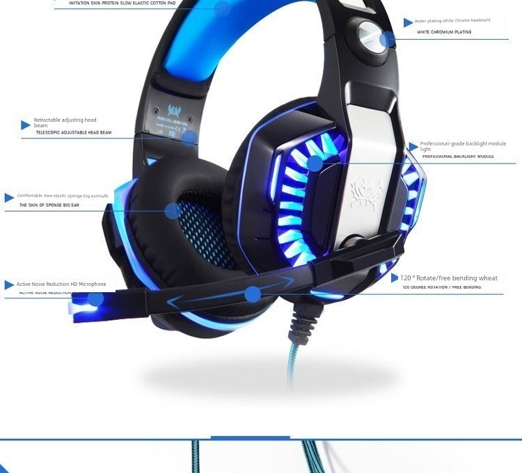 Mechanic Gaming Notebook for Computer Wired E-Sports Games Headphone Head-Mounted Special Noise Reduction with Microphone to Eat