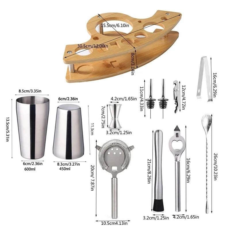 Cocktail Shaker Set Stainless Steel Bartender Kit Cocktail Mixer Wine Martini Boston Shaker Party Bar Tools
