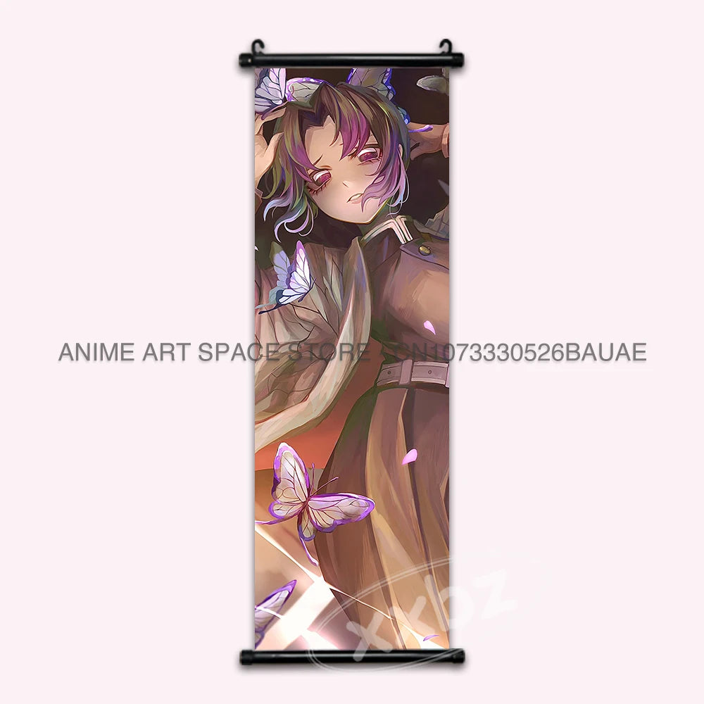 Demon Slayer Hanging Painting Anime Poster Wall Art Gift Kamado Tanjirou Canvas Scroll Picture Print Home Decor Kawaii Kids Room