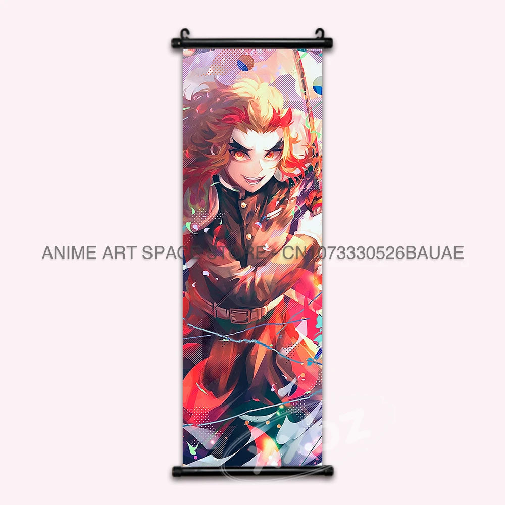 Demon Slayer Hanging Painting Anime Poster Wall Art Gift Kamado Tanjirou Canvas Scroll Picture Print Home Decor Kawaii Kids Room
