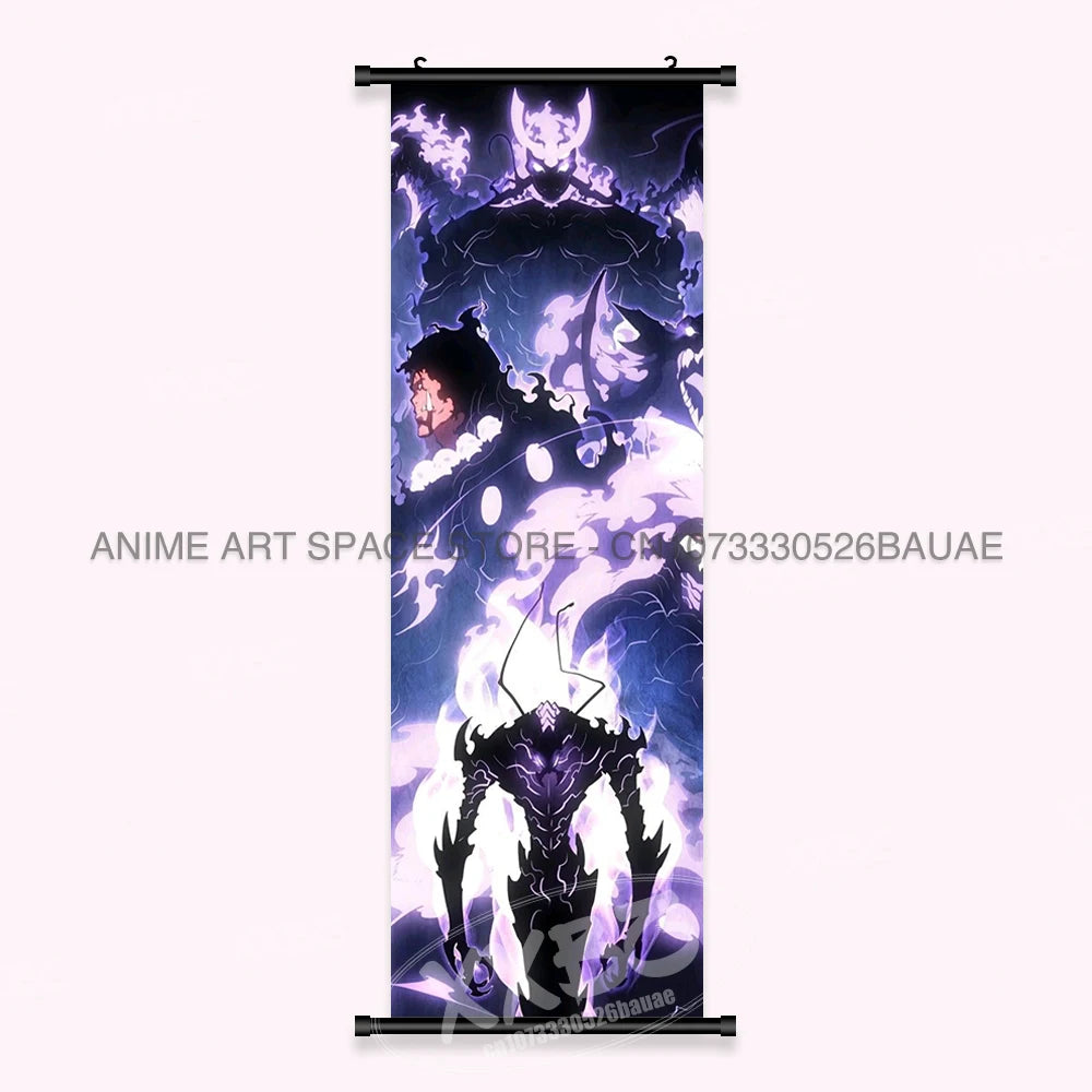 Hot Anime Solo Leveling Wall Artwork Canvas Scrolls Pictures Hanging Painting Print Poster Seong Jin Woo Home Decoration Mural